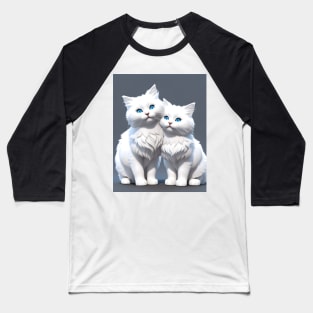 White Cats - Modern Digital Art Baseball T-Shirt